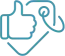 An icon for thumbs up and a tag